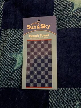 Sun & Sky Blue Checkered Star Beach Towel